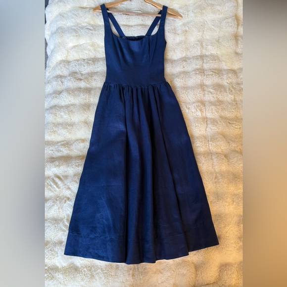 Reformation Janu Linen Dress In Danube, brand new, never worn, no flaws. - Picture 7 of 16